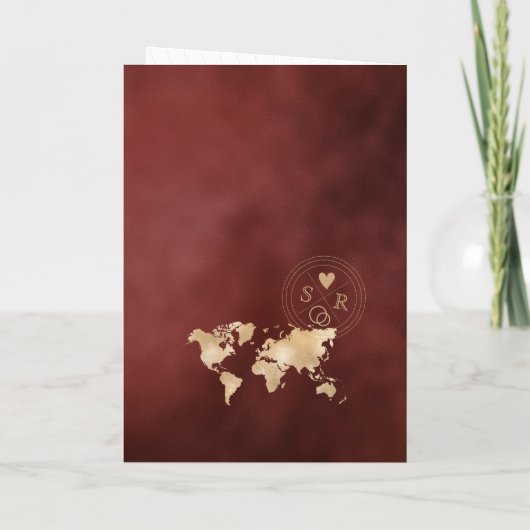 の結婚旅行先パスポート世界地図ブルゴーニュ 招待状 (裏面)