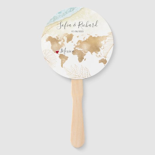 の結婚旅行先パスポート世界地図メキシコ ハンドファン (正面)