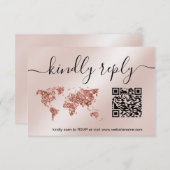 の結婚旅行先パスポート世界地図QRコード 出欠カード (正面/裏面)