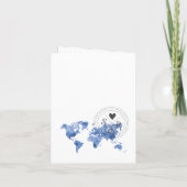 の結婚旅行先パスポート水の色ワールドマップ 招待状 (裏面)