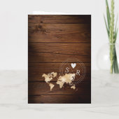 の結婚旅行先パスポート金ゴールドワールドマ素朴ップ 招待状 (裏面)