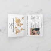 の結婚旅行先パスポート金ゴールド世界地図ハート 招待状 (内部)