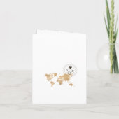 の結婚旅行先パスポート金ゴールド世界地図ハート 招待状 (裏面)