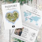 の結婚旅行先パスポー図解入りの、写真付きのトハートマップ 招待状
