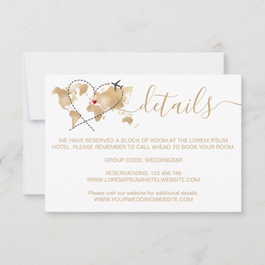 の結婚旅行先Passport World Map詳細 出欠カード (正面)