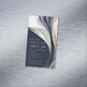 の結婚日モダン付救日 – 青白と金ゴールド- マグネット名刺 (インサイチュ)