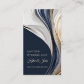の結婚日モダン付救日 – 青白と金ゴールド- 名刺 (正面)