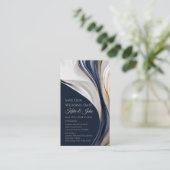 の結婚日モダン付救日 – 青白と金ゴールド- 名刺 (スタンド正面)