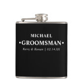 の結婚日付と名前グローマパーソナライズされたン フラスク (正面)