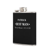 の結婚日付と名前ブラックパーソナライズされた花婿介添人 フラスク (左)