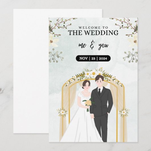 の結婚日付 招待状 (正面/裏面)