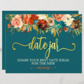 の結婚日付jarサイン – ティール(緑がかった色)&オレンジ結婚ズ (正面/裏面)