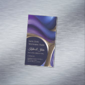 の結婚日救付モダンの青い紫の金ゴールド マグネット名刺 (インサイチュ)