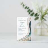 の結婚日救付モダン日 – 青と金ゴールド 名刺 (スタンド正面)