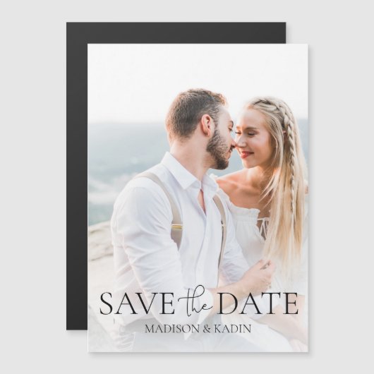 の結婚日救付婚約写真スクリプエレガントト マグネット招待状 (正面/裏面)