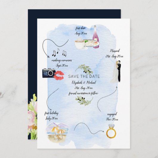 の結婚日程の保存 招待状 (正面/裏面)