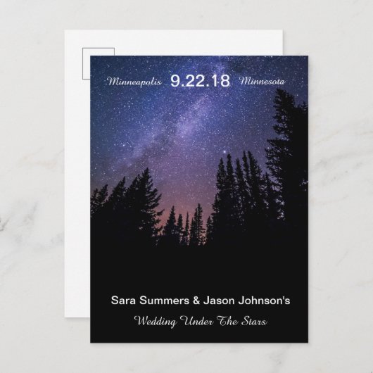 の結婚星の下 – 日付を保存 案内ポストカード (正面/裏面)