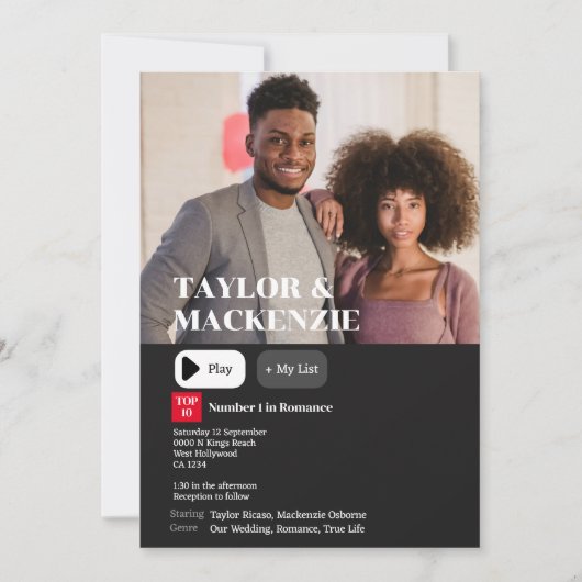 の結婚映パーソナライズされた画概要 招待状 (正面)