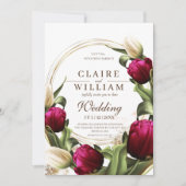 の結婚春チューリエレガントプモダン結婚ス 招待状 (正面)