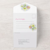 の結婚春ヘレボア水の色の食事RSVP オールインワン招待状 (外側)