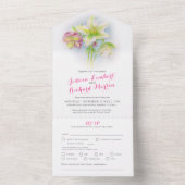 の結婚春ヘレボア水の色の食事RSVP オールインワン招待状 (内側)