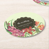 の結婚暖色フローラ春開花絵画のC ラウンドペーパーコースター (アングル)