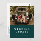 の結婚更新の日付の変更グリーンフォト ポストカード (正面/裏面)