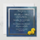 の結婚更新審査 – 黄色のバラ/青 招待状 (裏面)