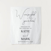 の結婚書つる道白黒披露宴 タペストリー (正面)