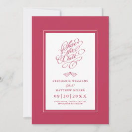 の結婚書はっきりした跡と明るいマゼンタレッド セーブザデート