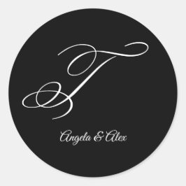 の結婚書ファンシー文字Tモノグラム ラウンドシール