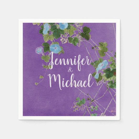 の結婚書モダン名フローラ スタンダードカクテルナプキン (正面)