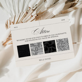 の結婚服装ブラック&シルバーのカラーパレットカード 出欠カード