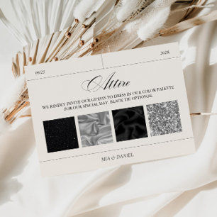 の結婚服装ブラック&シルバーのカラーパレットカード 出欠カード
