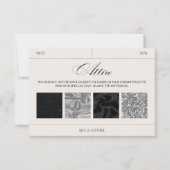 の結婚服装ブラック&シルバーのカラーパレットカード 出欠カード (正面)