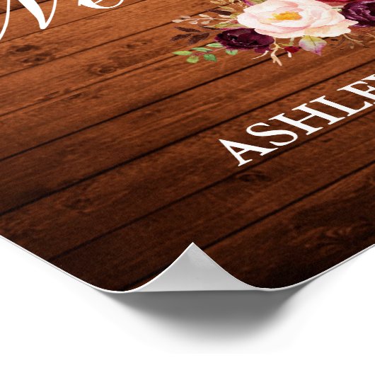 の結婚木のラ素朴イトバーガンディフローラ ポスター (角)