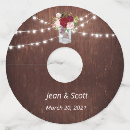 の結婚木材ブルゴーニュフローラメイスンジャマーカ ワイングラスタグ