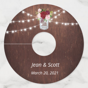 の結婚木材ブルゴーニュフローラメイスンジャマーカ ワイングラスタグ