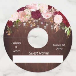 の結婚木材ブルゴーニュフローラメイスンジャマーカ ワイングラスタグ