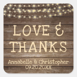 の結婚木素朴の弦が愛と感謝していの スクエアシール