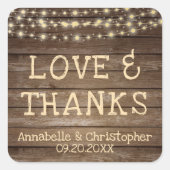 の結婚木素朴の弦が愛と感謝していの スクエアシール (正面)