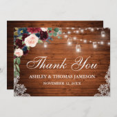 の結婚木素朴の瓶ライトレースフローラ サンキューカード (正面/裏面)