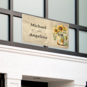 の結婚木素朴の背景のひまわり 横断幕 (ビルの外側)