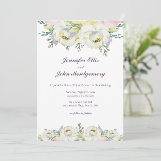 の結婚柔らかい紫の花 招待状 (スタンド正面)