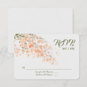 の結婚桃の花RSVP 出欠カード (正面/裏面)