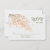の結婚桃の花RSVP 出欠カード (正面)