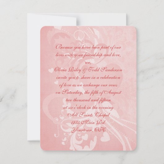 の結婚桃の鳩 招待状 (裏面)