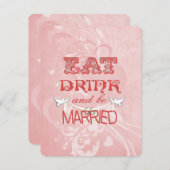 の結婚桃の鳩 招待状 (正面/裏面)