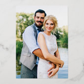 の結婚植物性ツタのセージのシダ写真金ゴールド 箔招待状 (裏面)