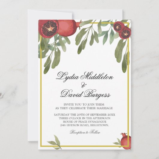 の結婚植物性ボホの緑エレガント園 招待状 (正面)